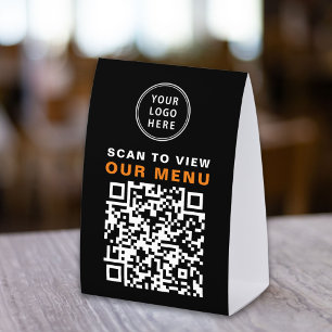 Plaque De Table Menu Code QR personnalisé Noir