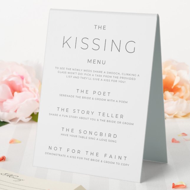 Plaque De Table Menu de baiser Réception de mariage noir et blanc (In SItu (Mariage))