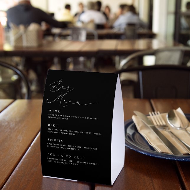 Plaque De Table Menu de bar romantique sur présentoir en papier po (Insitu (restaurant))