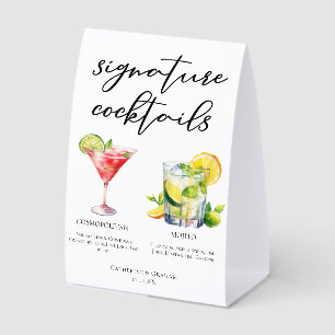 Plaque De Table Menu de cocktails de mariage Cosmopolitan Mojito