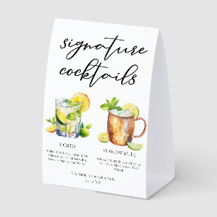 Plaque De Table Menu de cocktails de mariage Mojito Moscow Mule