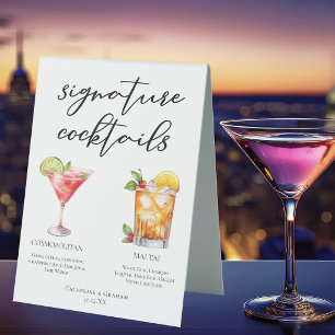 Plaque De Table Menu de cocktails signature Cosmopolitan Mai Tai