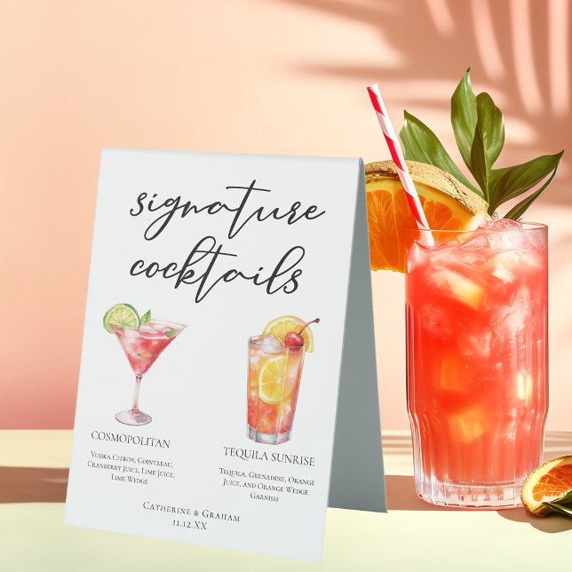 Plaque De Table Menu de cocktails signature Cosmopolitan Tequila S (Créateur téléchargé)