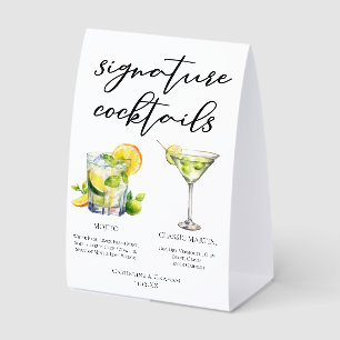 Plaque De Table Menu de Cocktails Signature de Mariage Mojito Mart