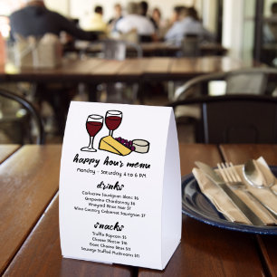 Plaque De Table Menu de Happy Hour Vin & Fromage SUR MESURE