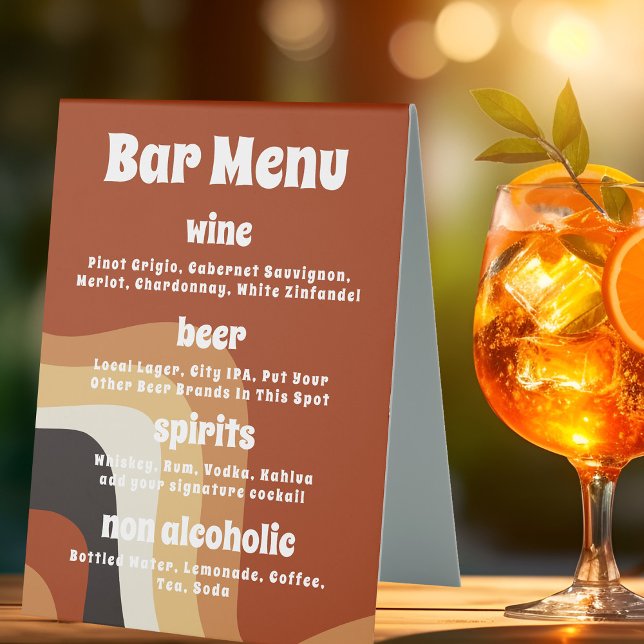 Plaque De Table Menu de la barre de Mariage Super Orange les année (Créateur téléchargé)