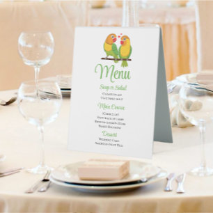 Plaque De Table Menu de mariage aux adorables perruches vertes jau