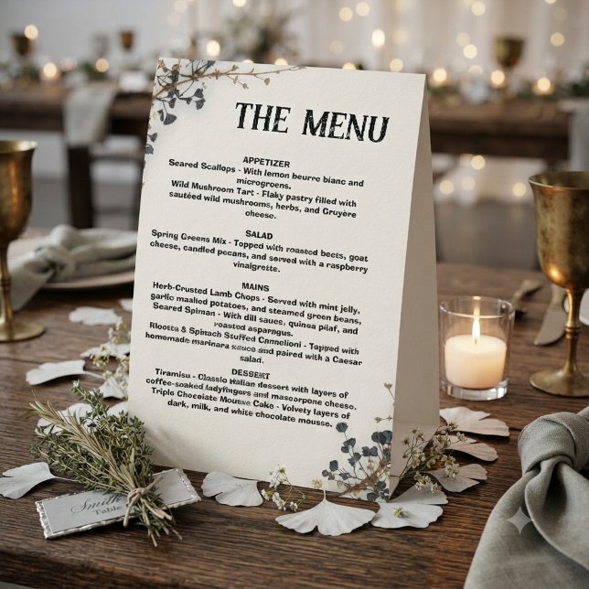 Plaque De Table Menu de mariage botanique moderne ,Menu de mariage (Créateur téléchargé)
