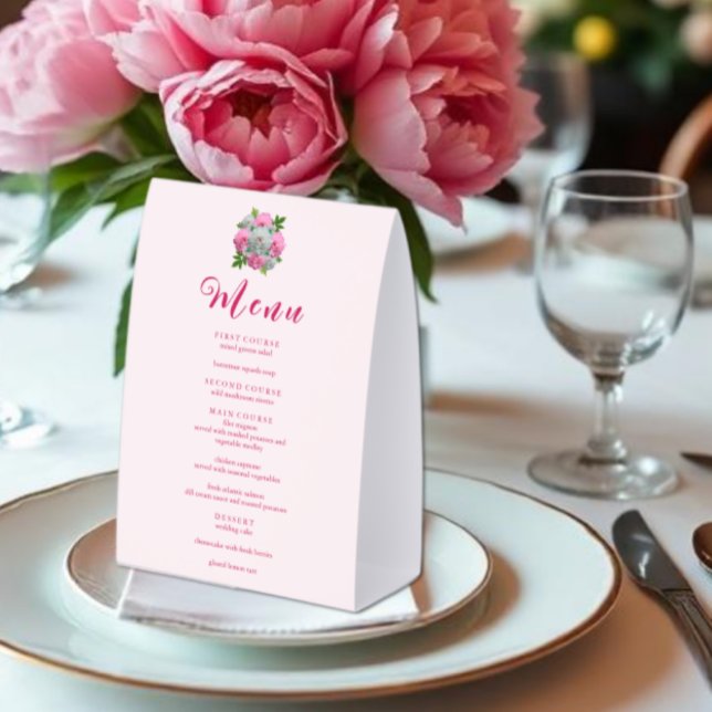 Plaque De Table Menu de mariage Bouquet de pivoines (Créateur téléchargé)