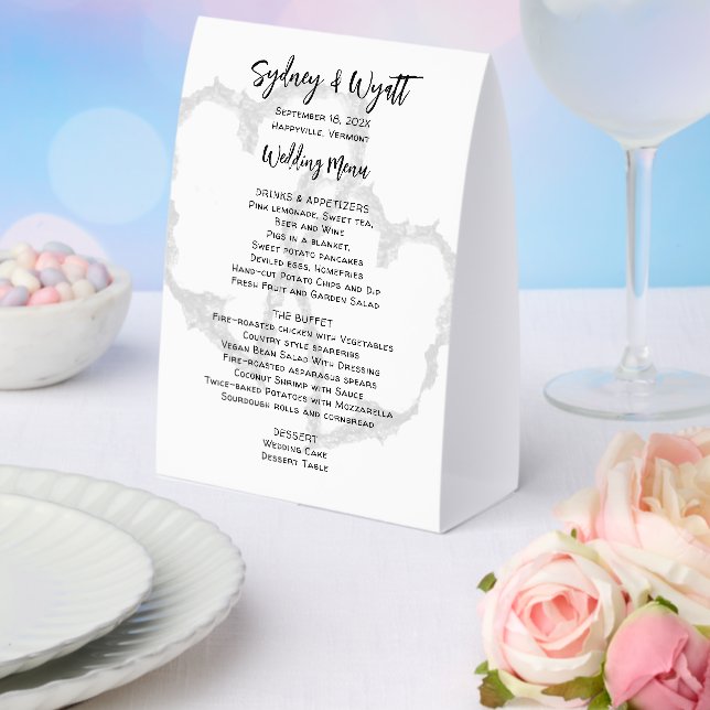 Plaque De Table Menu de mariage coeurs sculptés debout (Insitu (mariage))