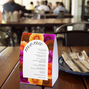 Plaque De Table Menu de mariage floral d'automne Dahlia