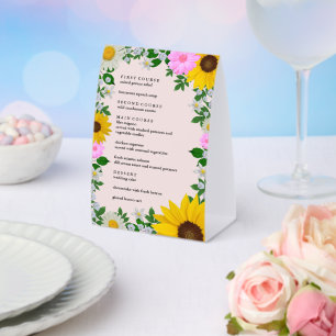 Plaque De Table Menu de mariage floral de tournesol rustique de ma