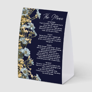 Plaque De Table Menu de mariage floral marine, Menu minimaliste, É