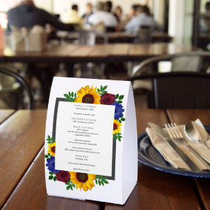 Plaque De Table Menu de mariage floral Rose Tournesol
