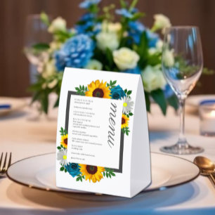 Plaque De Table Menu de mariage floral tournesol rose daisy
