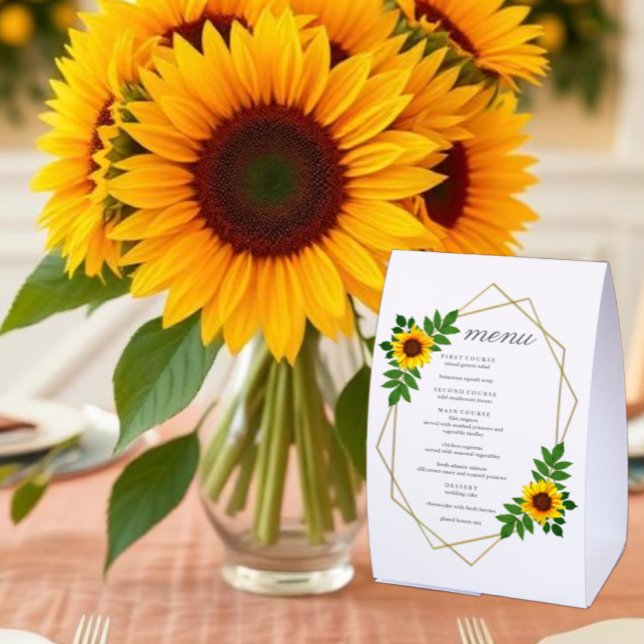 Plaque De Table Menu de mariage géométrique tournesol (Créateur téléchargé)