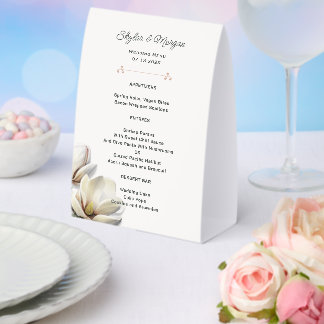 Plaque De Table Menu de mariage Magnolia blanc