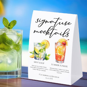 Plaque De Table Menu de mocktails de mariage d'été Signature Beach