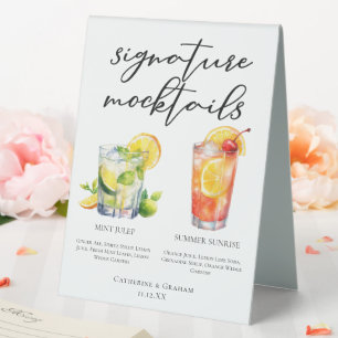 Plaque De Table Menu de Mocktails de mariage Mint Julep Summer Sun