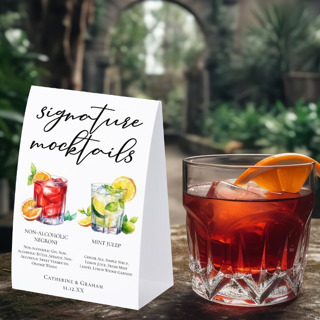 Plaque De Table Menu de Mocktails Negroni sans alcool et Mint Jule (Créateur téléchargé)