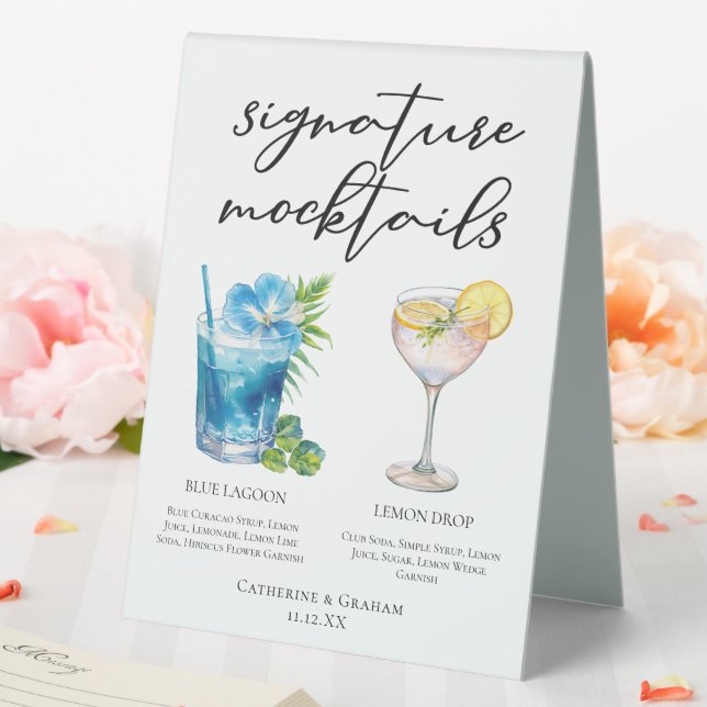 Plaque De Table Menu des Blue Lagoon Lemon Drop Mariage Mocktails (In SItu (Mariage))