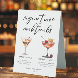 Plaque De Table Menu des cocktails Espresso Martini Cherry French