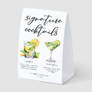 Plaque De Table Menu des Cocktails Signature Mariage Mojito Margar