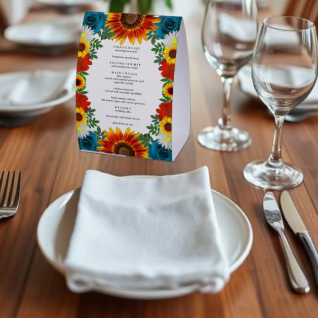 Plaque De Table Menu Floral de Mariage d'Été de Jardin (Créateur téléchargé)