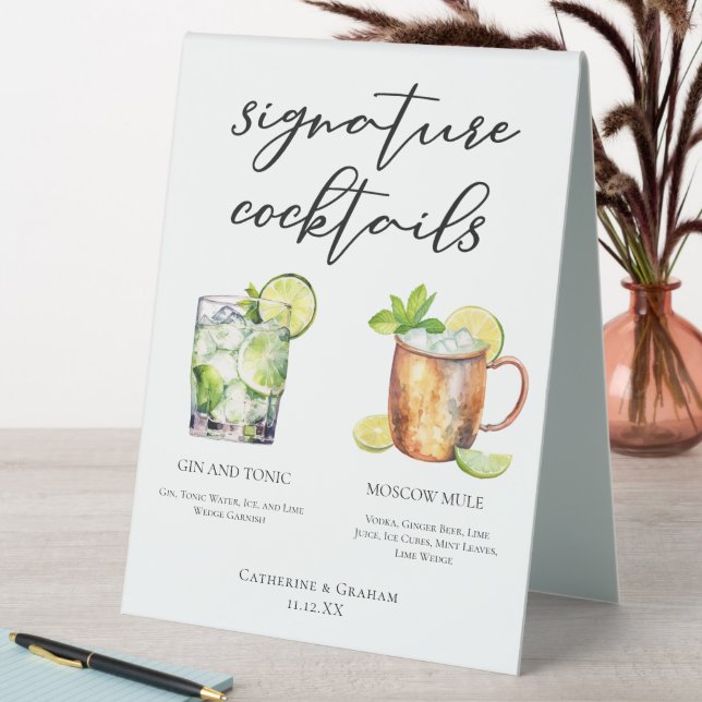 Plaque De Table Menu Mariage Highball Signature Cocktails (En SItu (Tableau))