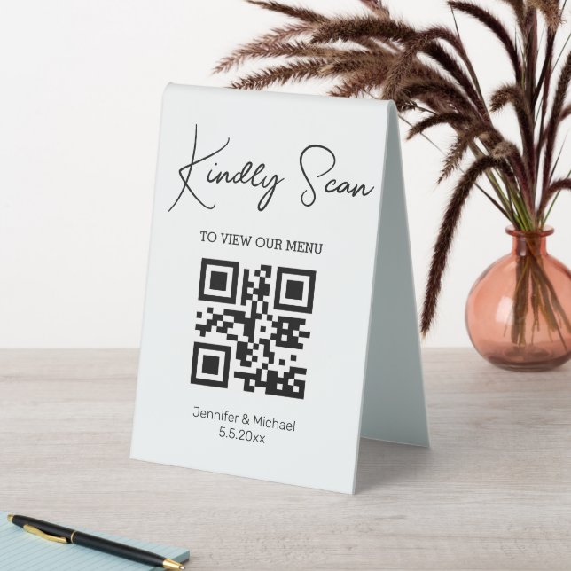 Plaque De Table menu mariage simple et tendance qr code (En SItu (Tableau))
