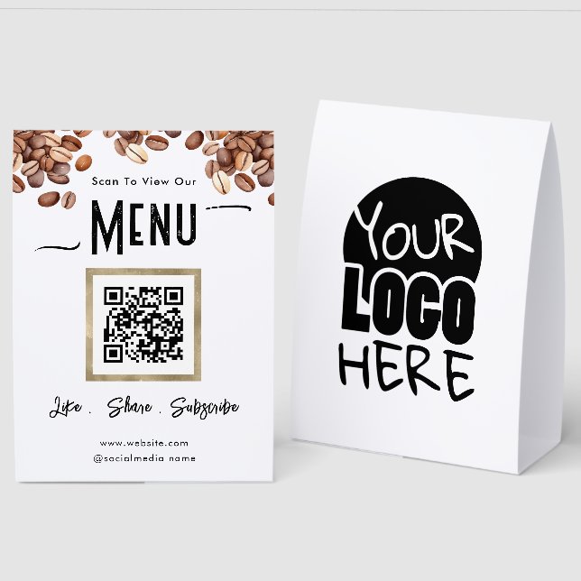 Plaque De Table Menu QR Code Point of Sale Coffee (Recto/Verso)