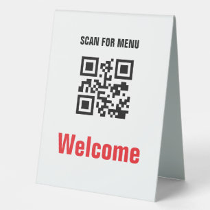 Plaque De Table Menu scannable sans contact QR Code noir blanc
