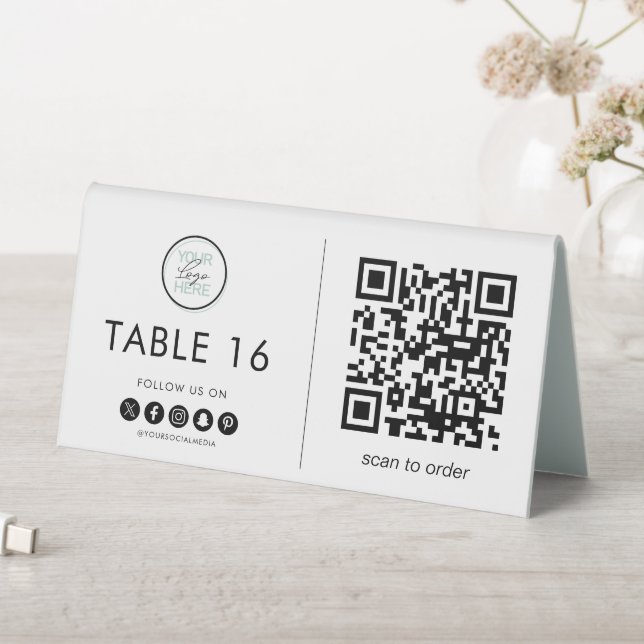 Plaque De Table Menu Table Commande code QR (En SItu (Tableau))