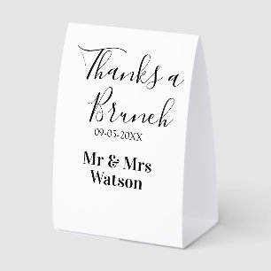 Plaque De Table Merci pour un nom de brunch post-mariage date simp