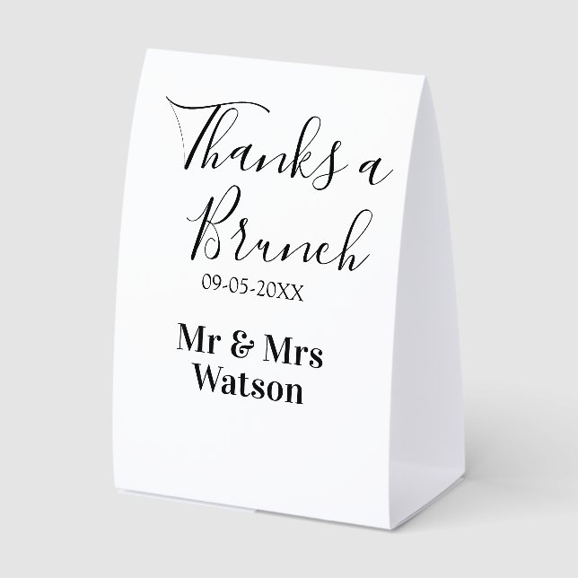 Plaque De Table Merci pour un nom de brunch post-mariage date simp (Recto)