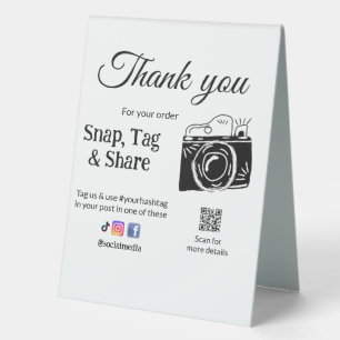 Plaque De Table Merci snap tag partager caméra multimédia ajouter