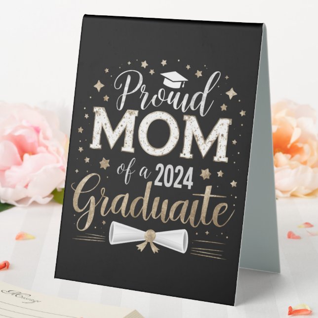 Plaque De Table Mère fière d'un senior de la promotion 2024 (In SItu (Mariage))