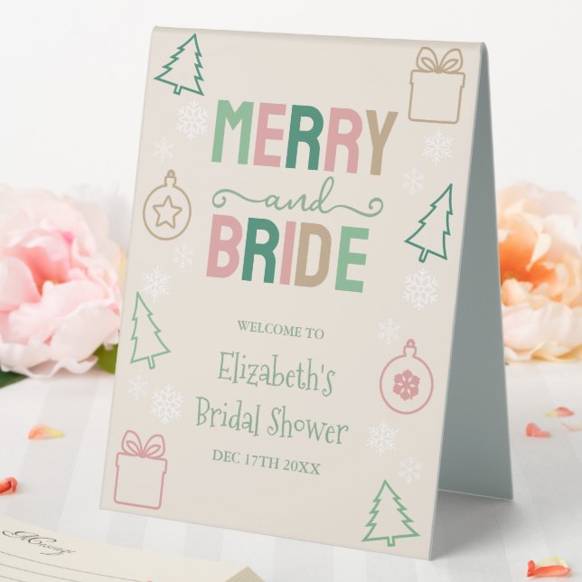 Plaque De Table Merry & Bride Noël Shower Nuptial (In SItu (Mariage))