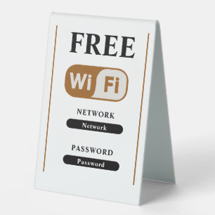 Plaque De Table Métal Wifi Gratuit Minimaliste Blanc