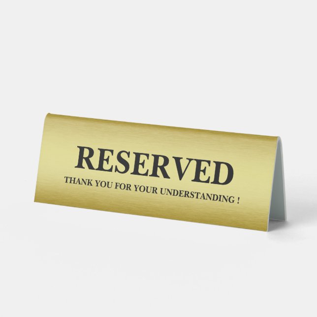 Plaque De Table Metallic Gold Background Reserved  (Recto)