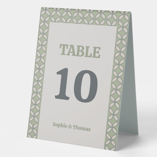 Plaque De Table Mid Century Mod Retro Mariage Olive Green (Recto)