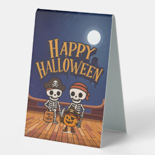 Plaque De Table mignon, squelettes et citrouille Halloween