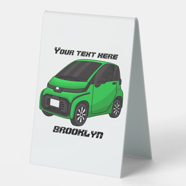 Plaque De Table Mignonne micro-voiture verte (Recto)