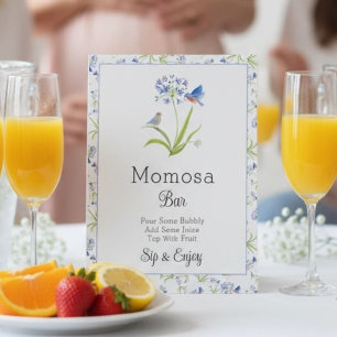 Plaque De Table Mimosa Bar Baby Shower Lily avec Oiseau Bleu