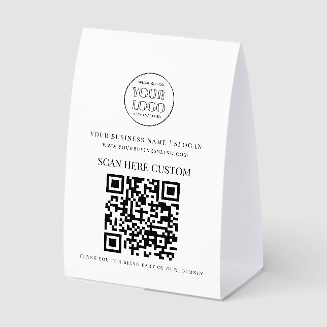 Plaque De Table Minimal Business Logo Scan QR CODE Table Tent (Recto)
