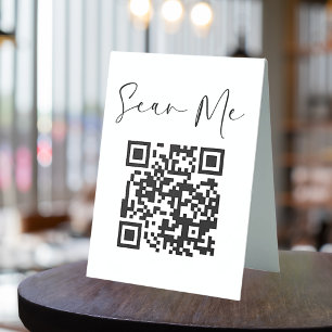 Plaque De Table Minimaliste QR Code Scan Me Business