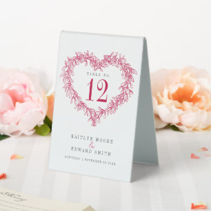 Plaque De Table Mistletoe couronne d'hiver mariage rouge numéro de