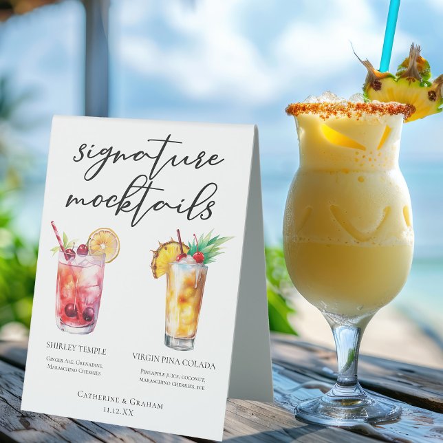 Plaque De Table Mocktails Menu Shirley Temple Piña Colada (Créateur téléchargé)