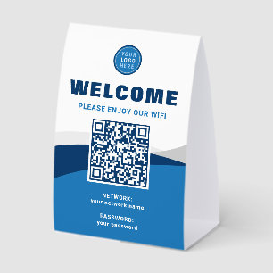 Plaque De Table Modèle de logo de marque de couleur avec code QR W