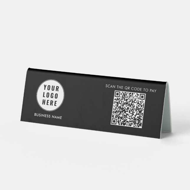 Plaque De Table Modern Business Logo Simple QR Code Employees (Recto)